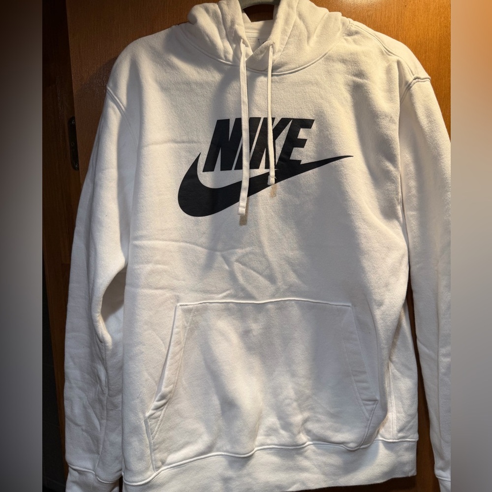 Nike White Hoodie with Black Logo